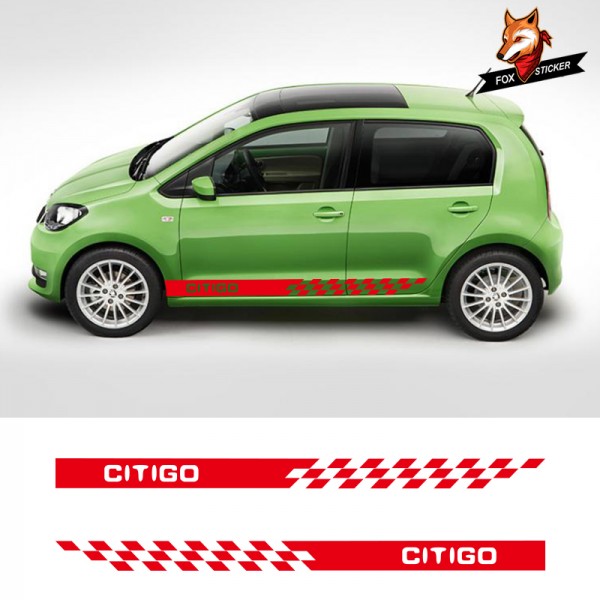 Vinyl Car Styling Side Stripes Skirt Sticker Car Accessaries Vehicle Auto Decals Wraps Body Graphics for Skoda CITIGO